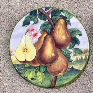 Villa d'Este Fruit Salad Plates Set 2 Italy Vintage 8" Colorful Apples Pears